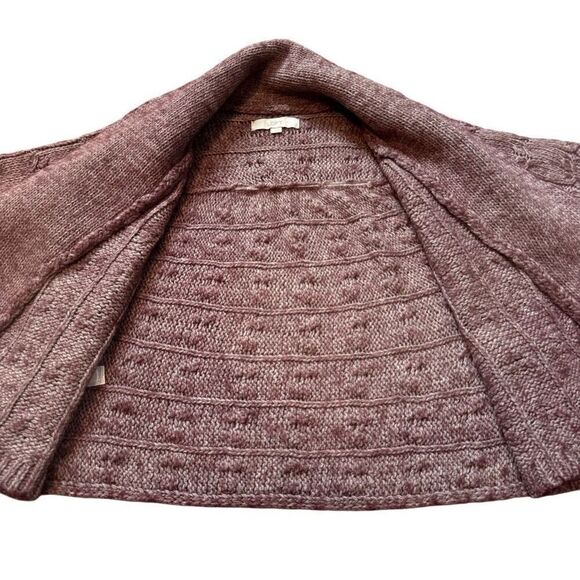 Loft Ann Taylor Alpaca Wool Blend Cardigan Women’s L Open Front Plum - Picture 10 of 12